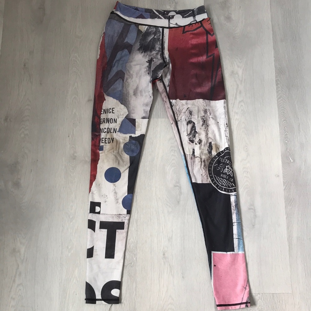 ELECTRIC ROSE LEGGING MIXED MEDIA LEGGING PANT MADE IN USA WOMENS MEDIUM